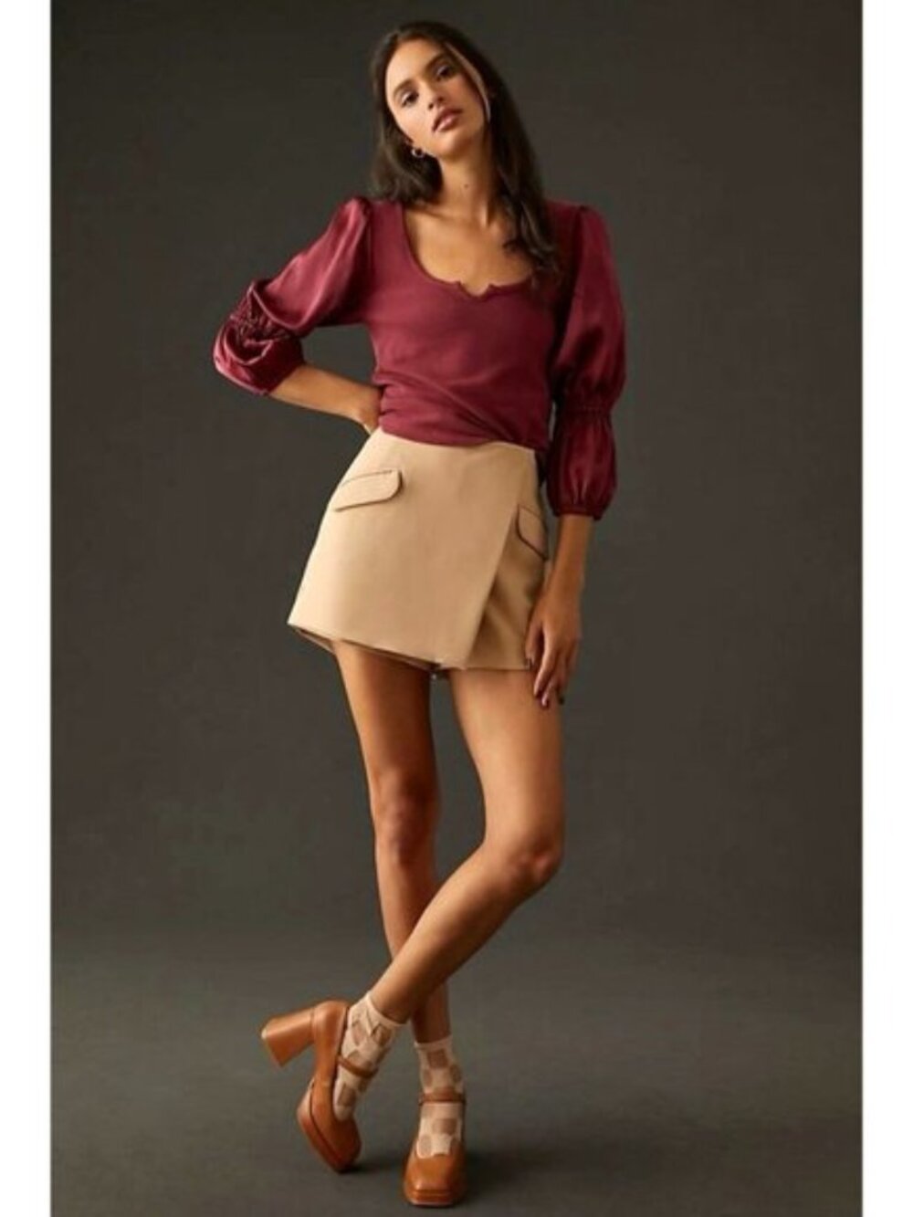 Anthropologie Maeve Ribbed Tiered Sleeve Top